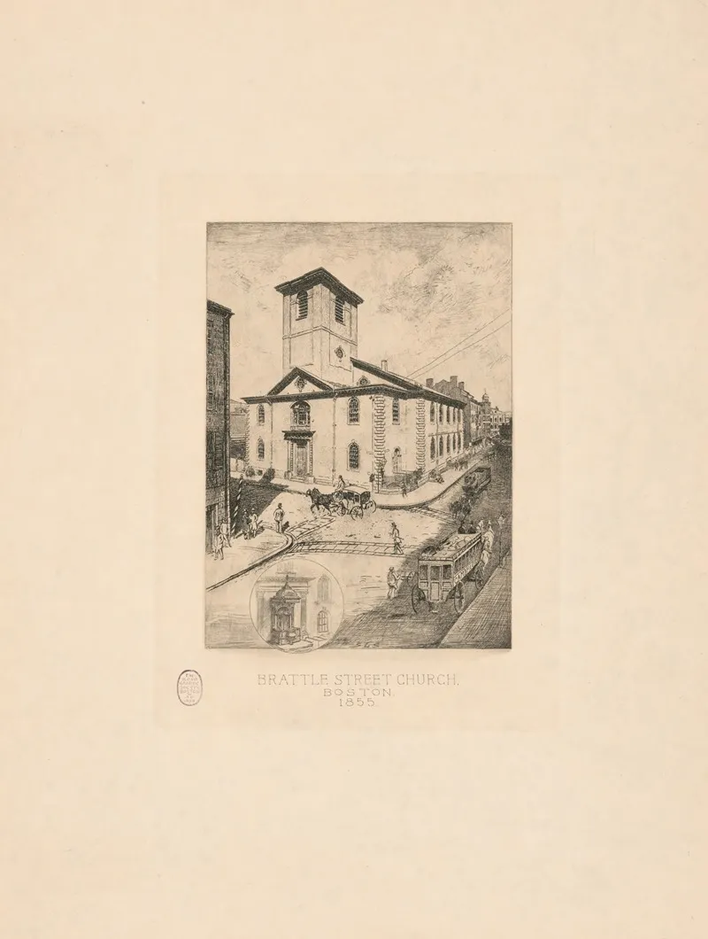 Brattle Street Church Boston 1855 Wall Art by Sidney Lawton Smith - High-Resolution Digital Print