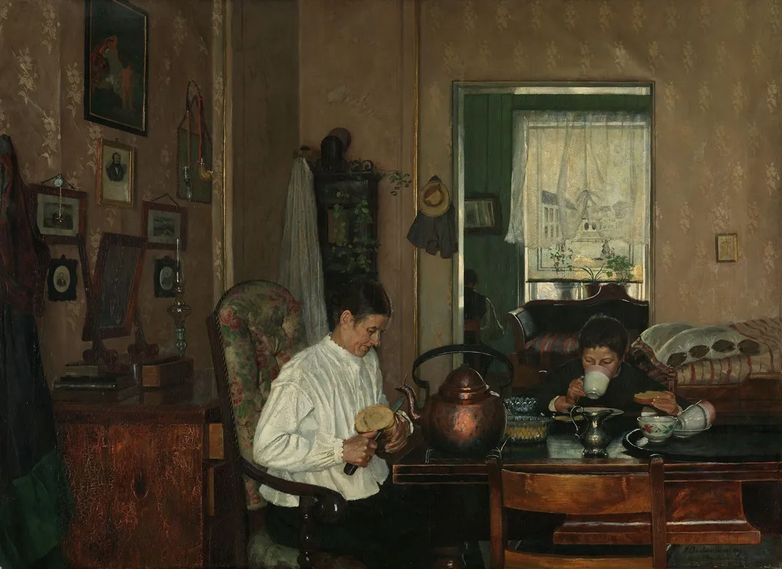 Breakfast I The Artists Mother And Brother