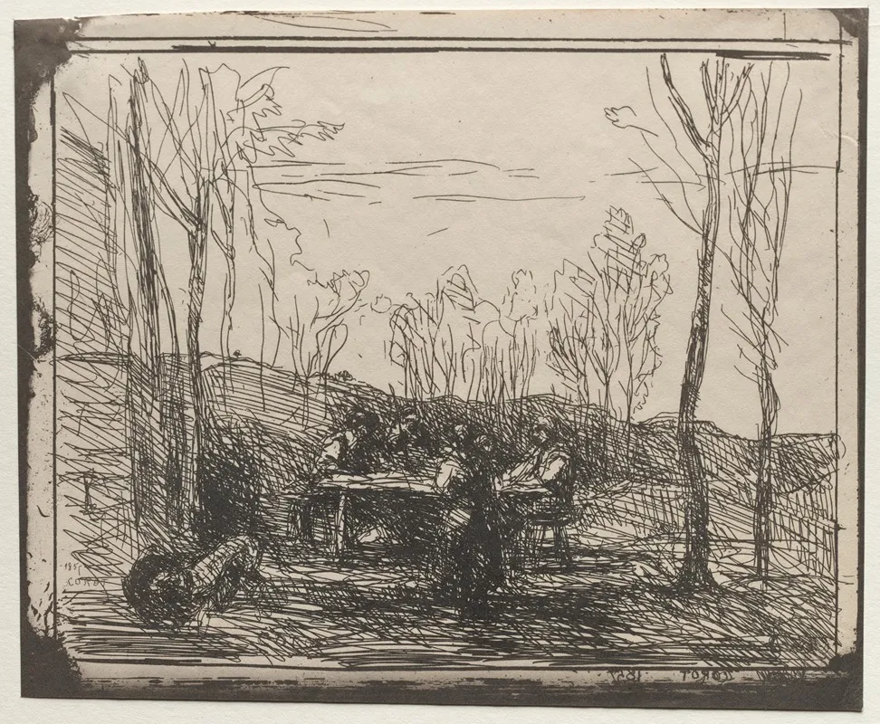 Breakfast In A Glade Wall Art by Jean-Baptiste-Camille Corot - Canvas Print