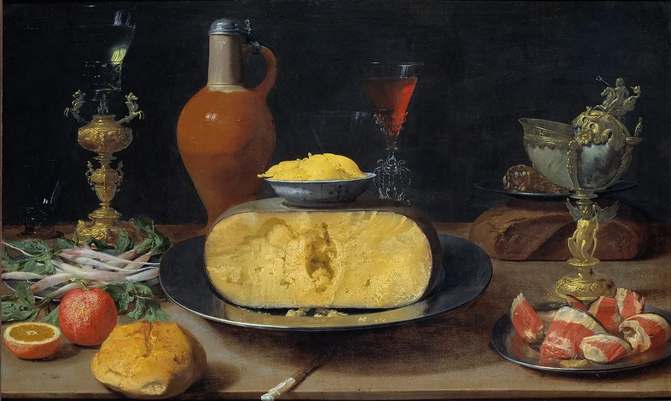 Breakfast Piece With Cheese And Goblet Wall Art by Jacob Foppens van Es - High-Resolution Digital Print
