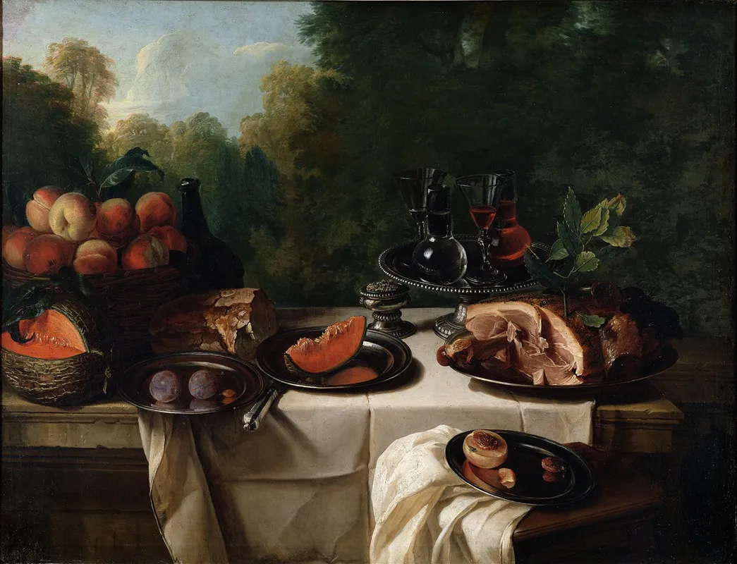 Breakfast Piece With Ham Wall Art by Alexandre François Desportes - High-Resolution Digital Print