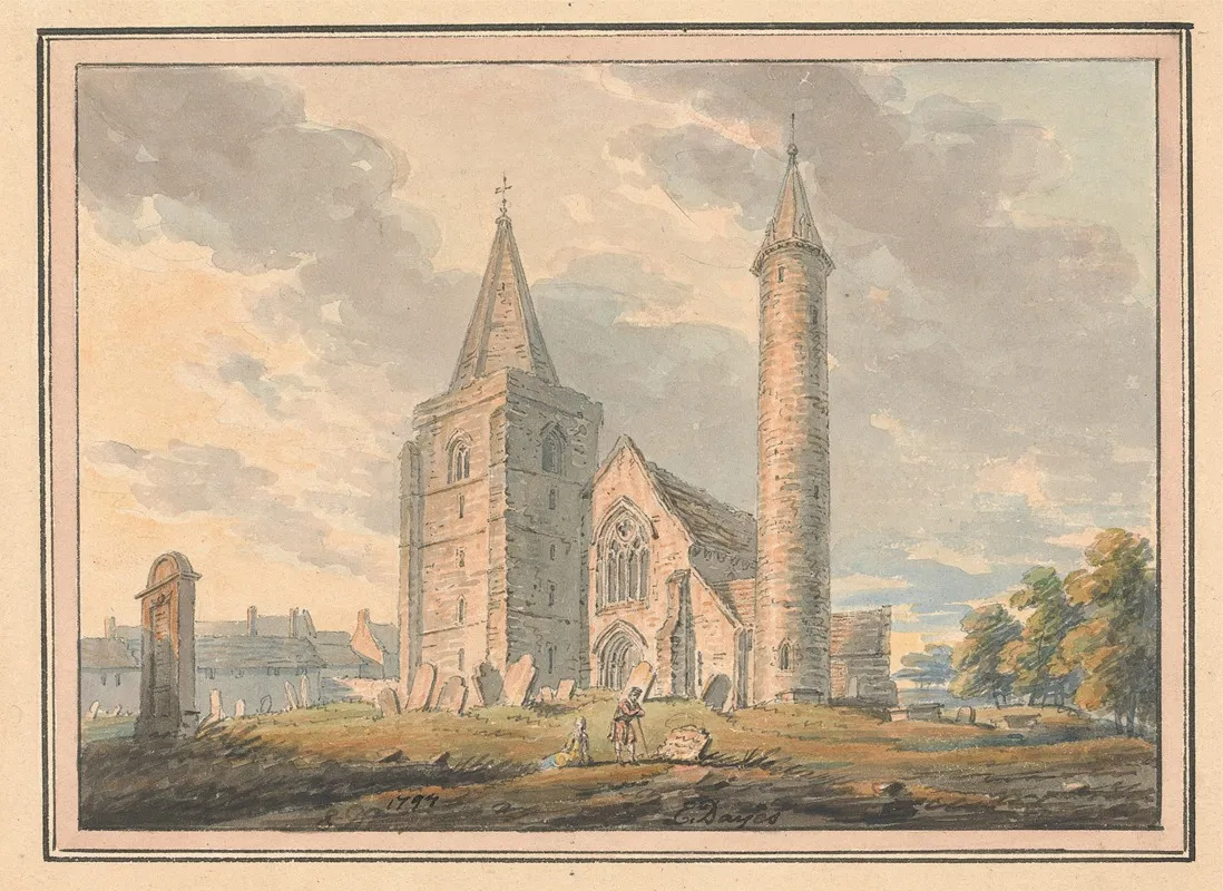 Brechin Cathedral And Round Tower Forfarshire Scotland Wall Art by Edward Dayes - High-Resolution Digital Print