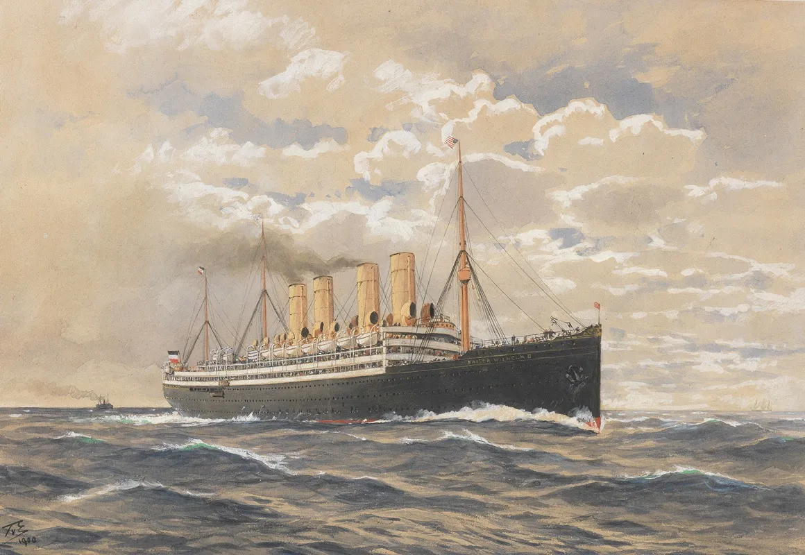 Bremer Schnelldampfer Kaiser Wilhelm Ii Des Norddeutschen Lloyd Wall Art by Themistokles Von Eckenbrecher - High-Resolution Digital Print