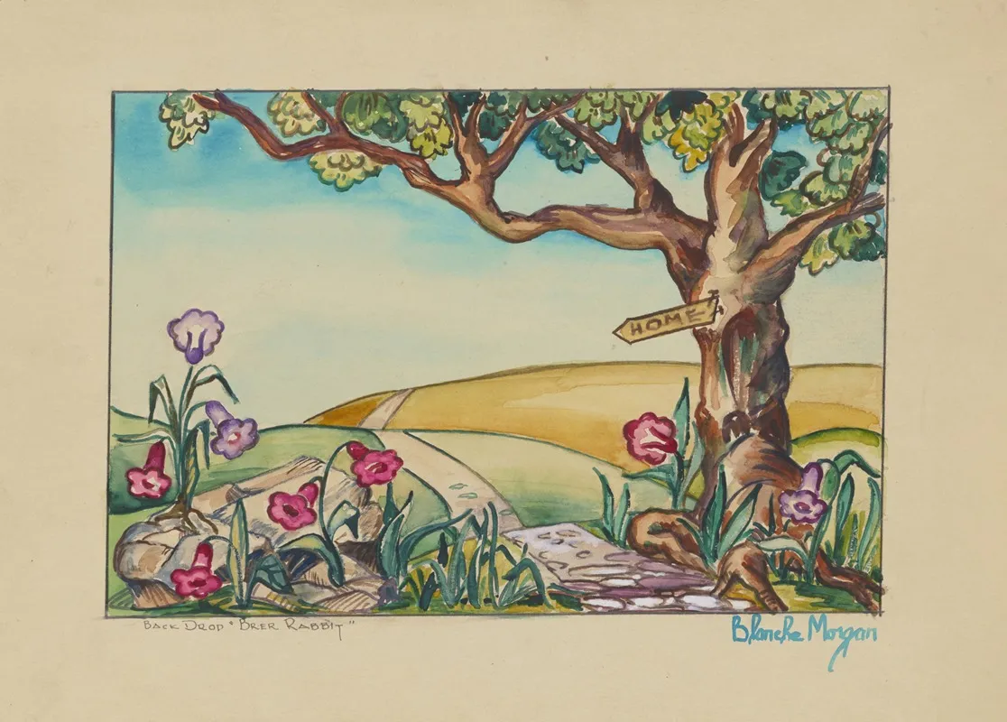Brer Rabbit And Tar Baby Sketch No 1 Back Drop Wall Art by Blanche Morgan - High-Resolution Digital Print