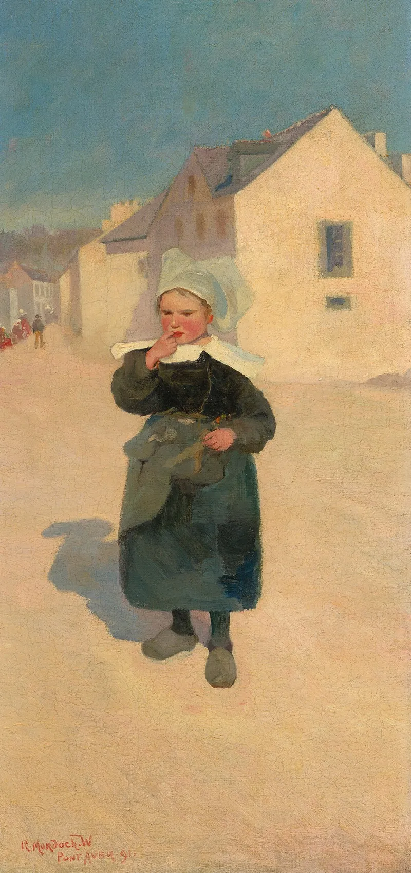 Breton Girl Late From School Wall Art by Robert Murdoch Wright - High-Resolution Digital Print