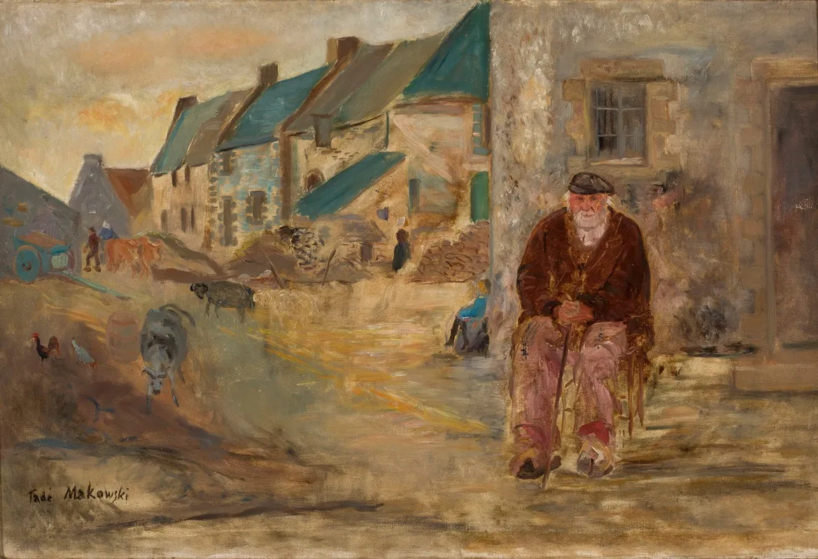 Breton Landscape With An Old Fisherman Wall Art by Tadeusz Makowski - High-Resolution Digital Print