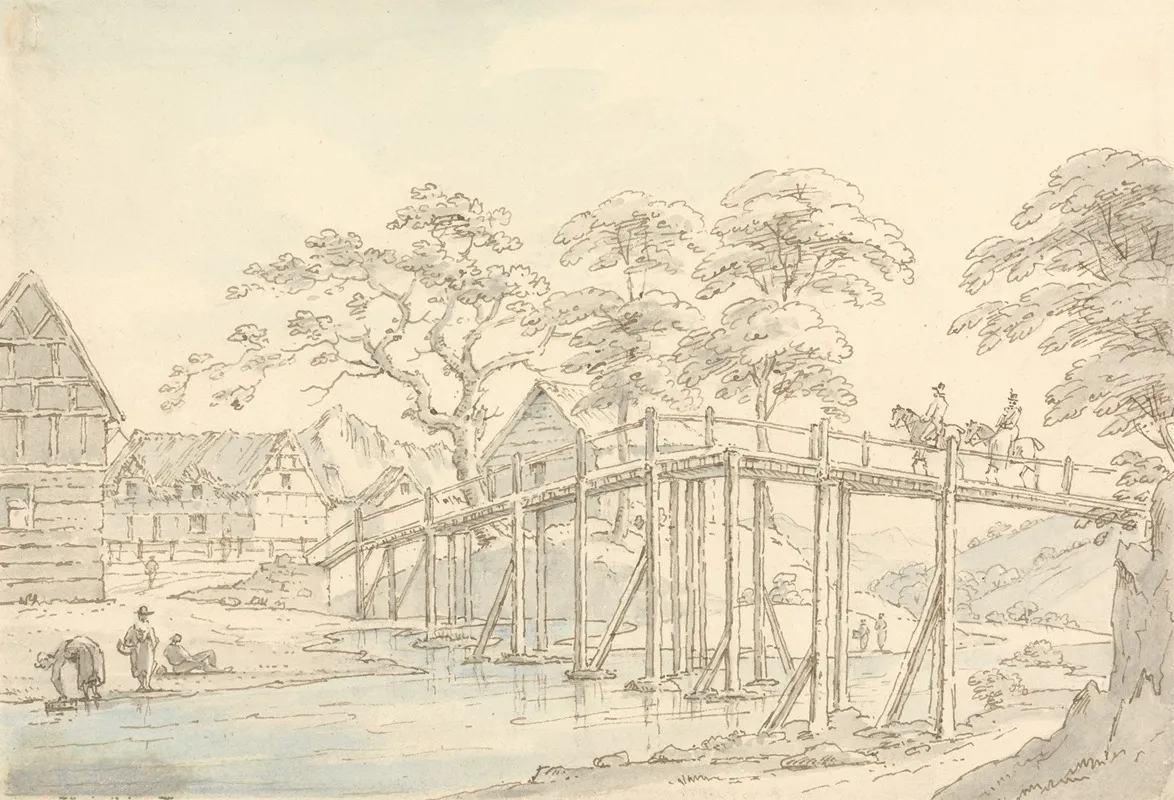 Bridge Over The Severn At Newtown Looking Up The River Wall Art by Thomas Sunderland - High-Resolution Digital Print