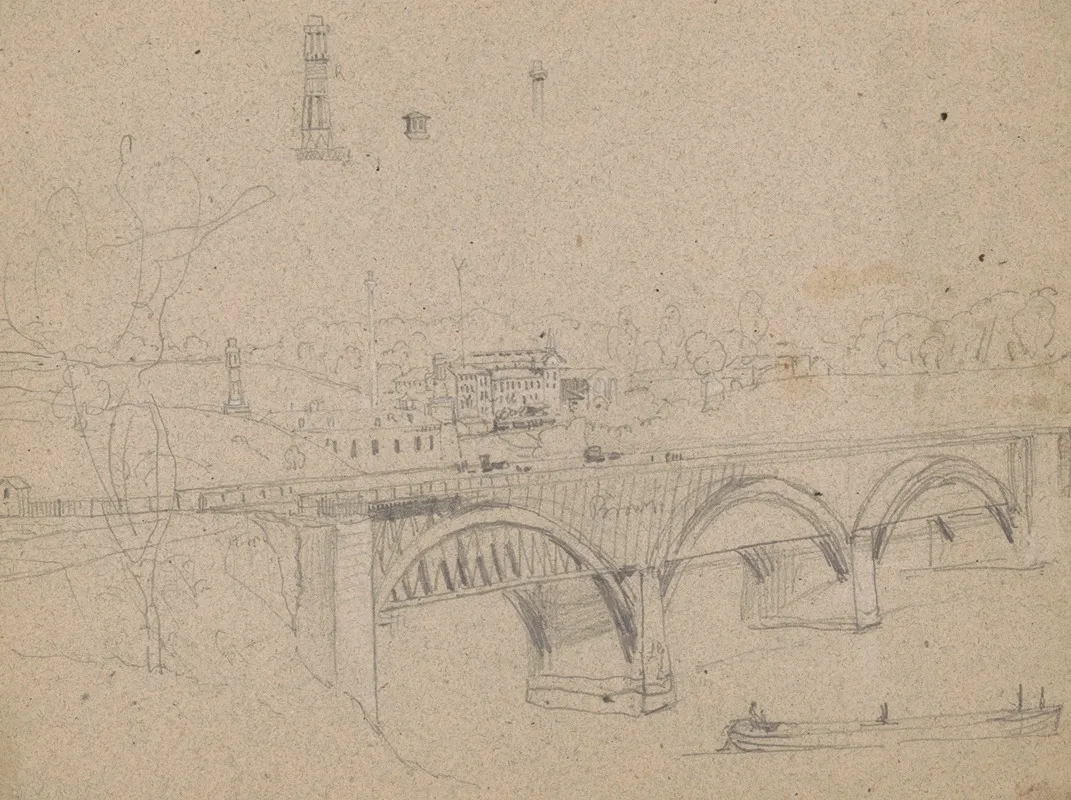 Bridge Overlooking Cluster Of Buildings