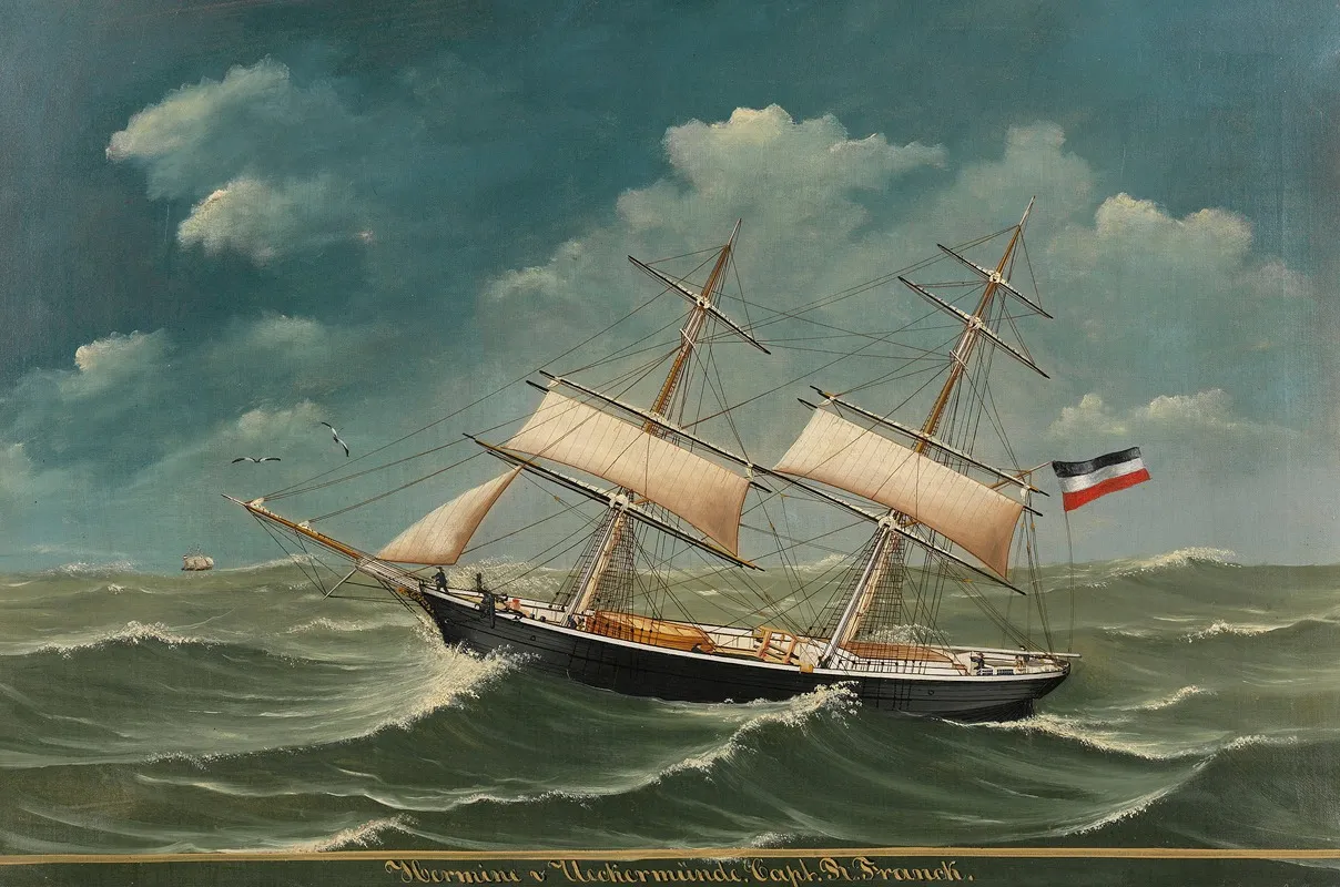 Brigg Hermine Von Ueckermunde Unter Kapitan R Franck Wall Art by August Lasczky - High-Resolution Digital Print