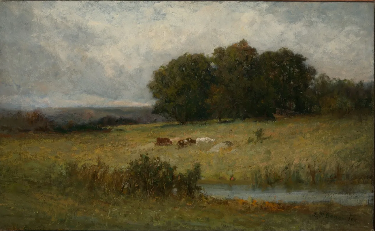Bright Scene Of Cattle Near Stream