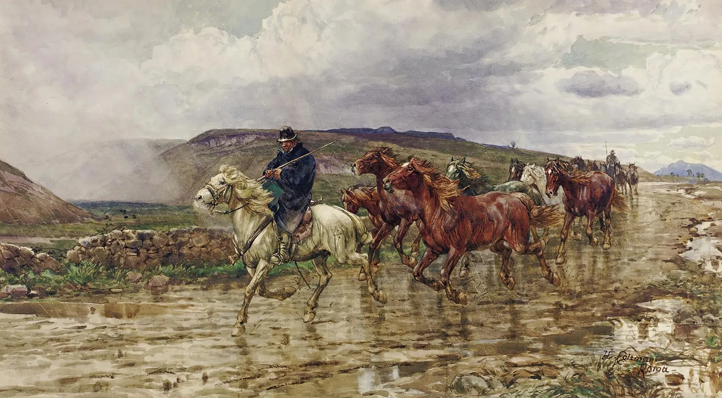 Bringing In The Horses Wall Art by Henry Enrico Coleman - High-Resolution Digital Print