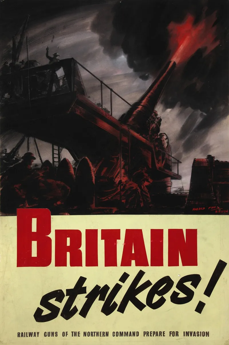 Britain Strikes Railway Guns Of The Northern Command Prepare For Invasion Wall Art by Harold Pym - High-Resolution Digital Print