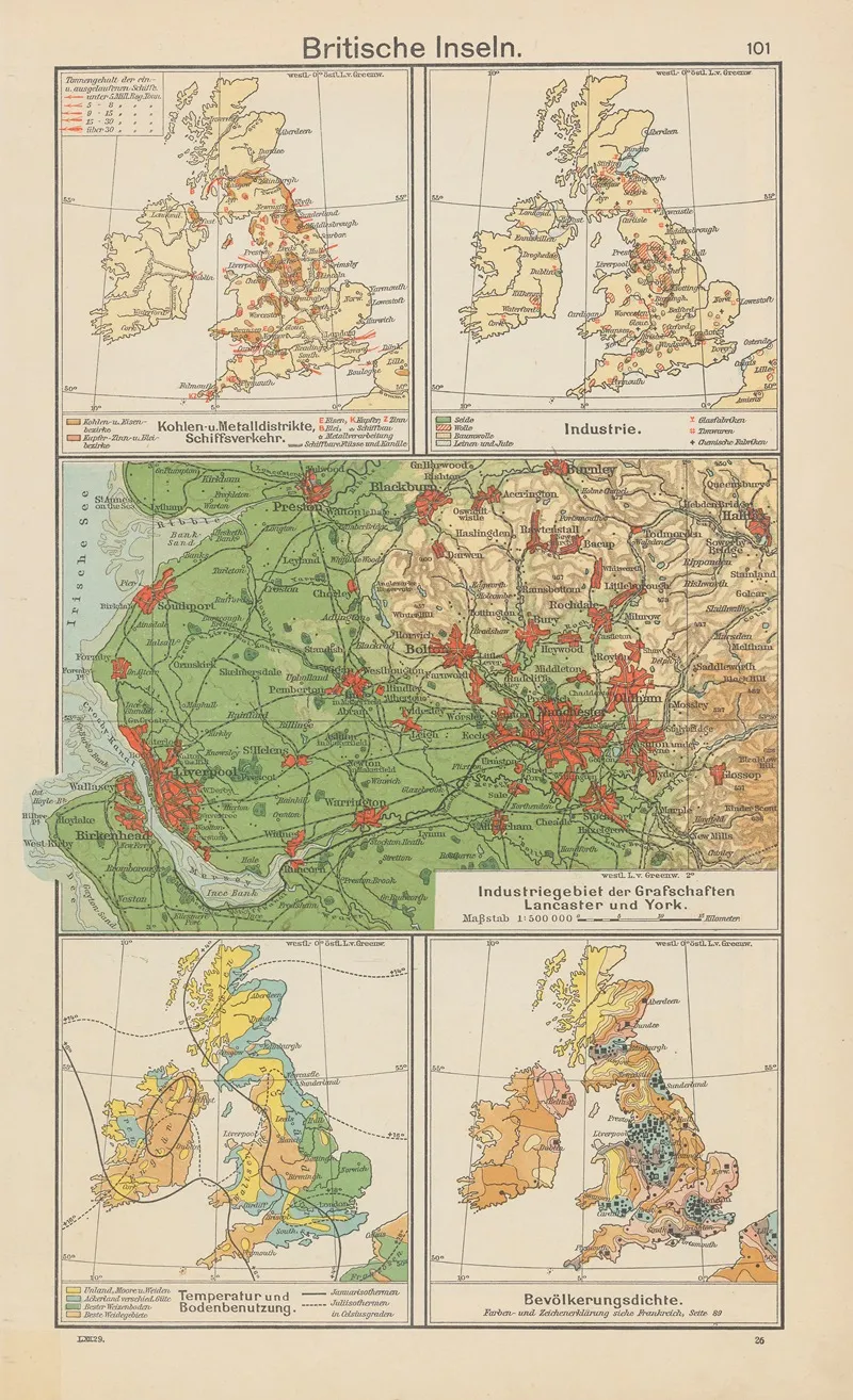 Britische%e2%80%8e %e2%80%8einseln Industriegebiet%e2%80%8e %e2%80%8eder%e2%80%8e %e2%80%8egrafschaften%e2%80%8e %e2%80%8elancaster%e2%80%8e %e2%80%8eund%e2%80%8e %e2%80%8eyork Wall Art by Carl Diercke - High-Resolution Digital Print