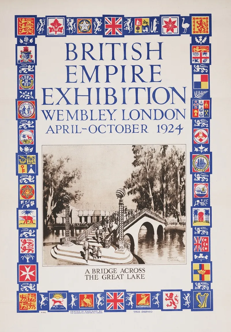 British Empire Exhibition Wembley London April October 1924 A Bridge Across The Great Lake Wall Art by Ernest Coffin - High-Resolution Digital Print
