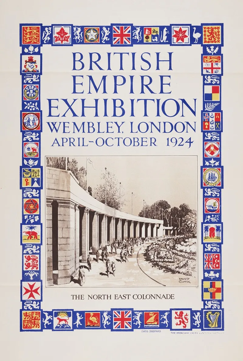British Empire Exhibition Wembley London April October 1924 The North East Colonnade Wall Art by Ernest Coffin - High-Resolution Digital Print