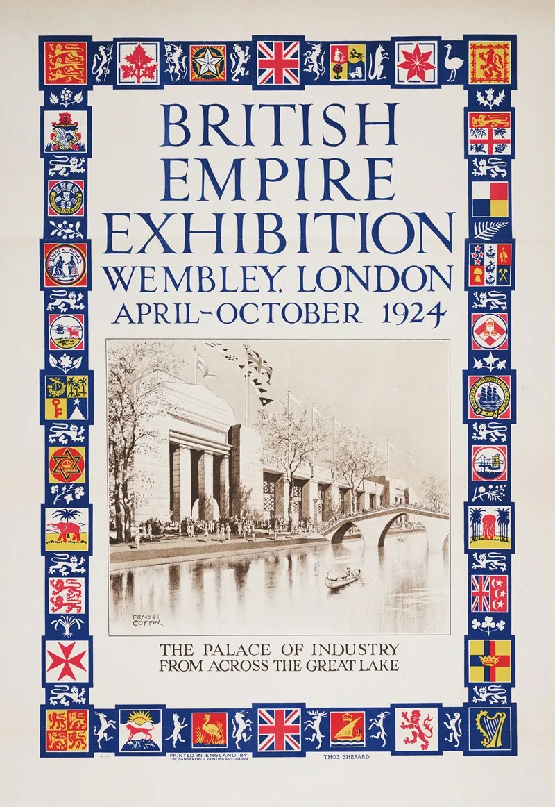 British Empire Exhibition Wembley London April October 1924 The Palace Of Industry From Across The Great Lake Wall Art by Ernest Coffin - High-Resolution Digital Print