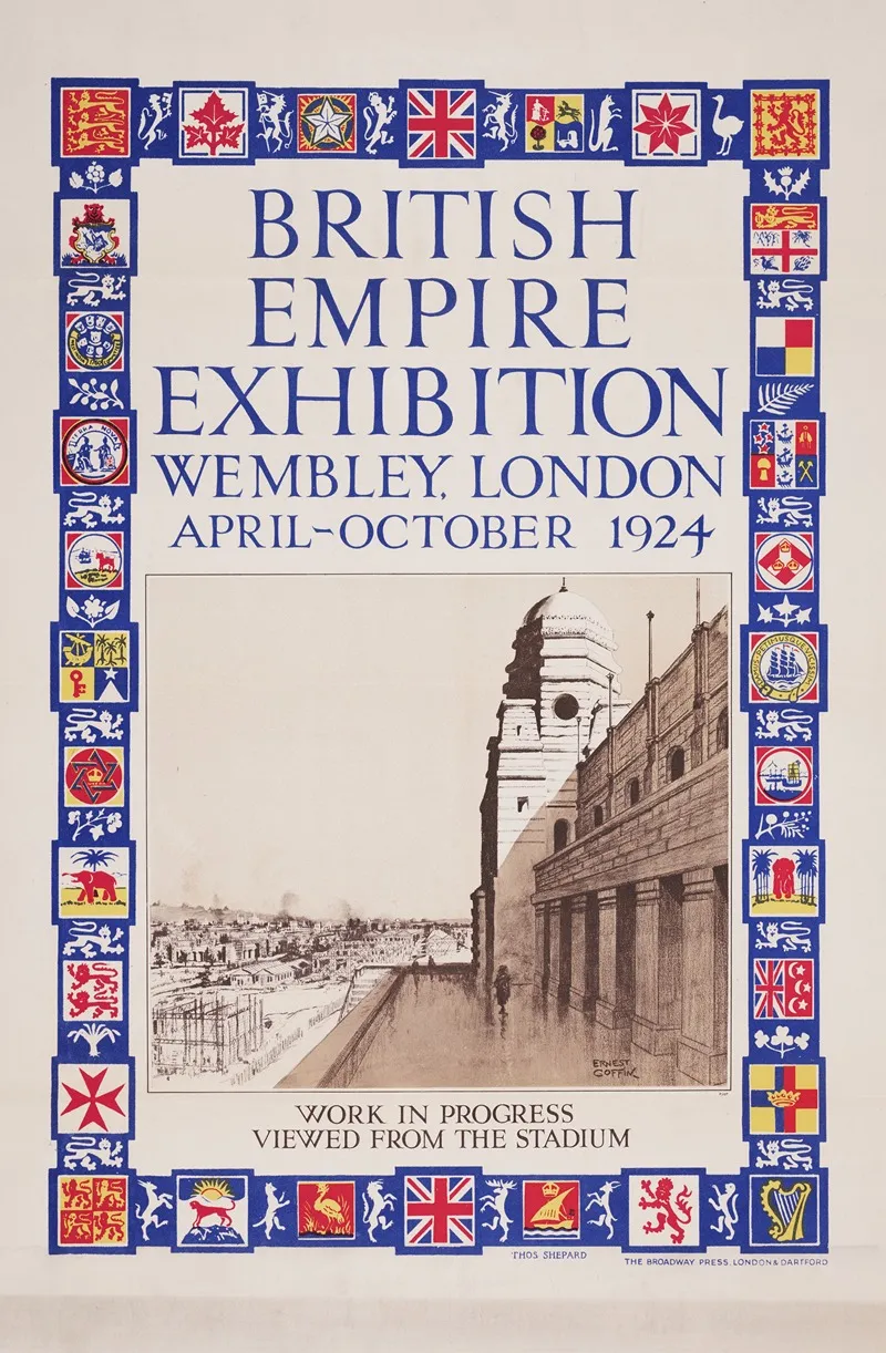 British Empire Exhibition Wembley London April October 1924 Work In Progress Viewed From The Stadium Wall Art by Ernest Coffin - High-Resolution Digital Print