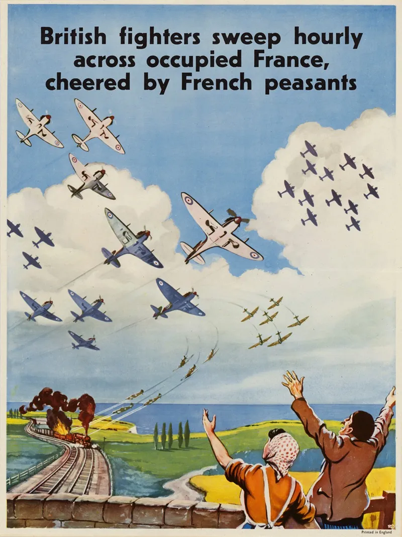 British Fighters Sweep Hourly Across Occupied France Cheered By French Peasants Wall Art by Roland Davies - High-Resolution Digital Print