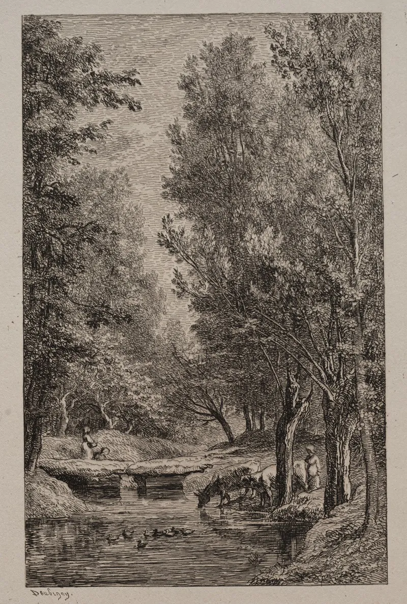Brook In The Val Mondois Wall Art by Charles François Daubigny - High-Resolution Digital Print