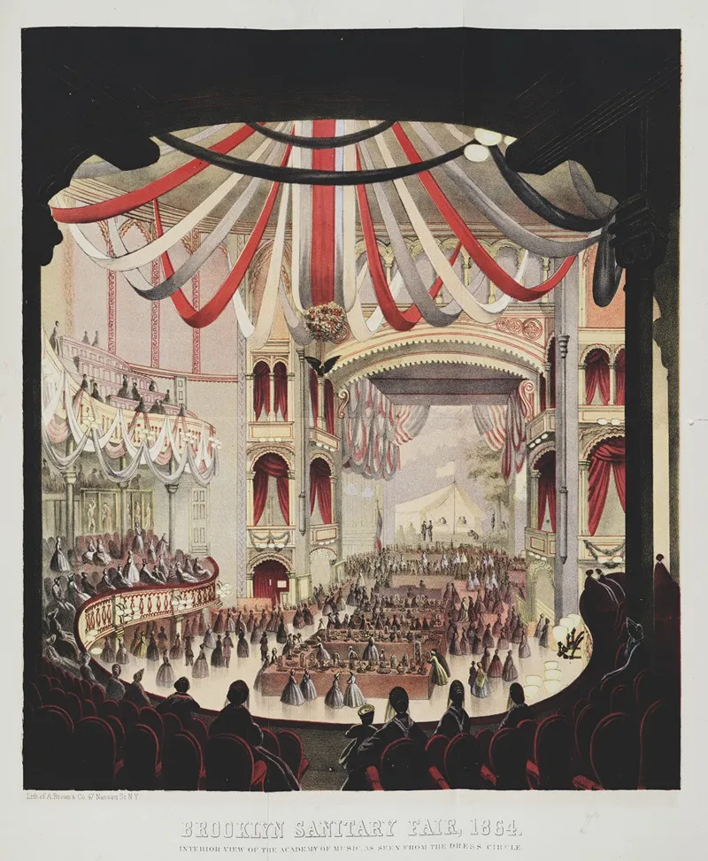 Brooklyn Sanitary Fair 1864 Interior View Of The Academy Of Music As Seen From The Dress Circle Wall Art by A. Brown &amp; Co - High-Resolution Digital Print
