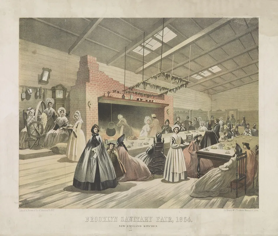 Brooklyn Sanitary Fair 1864 New England Kitchen 2 Wall Art by A. Brown &amp; Co - High-Resolution Digital Print