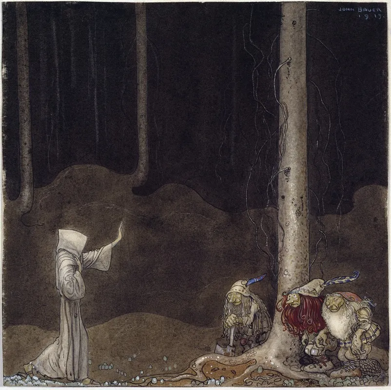 Brother St Martin And The Three Trolls Wall Art by John Bauer - High-Resolution Digital Print