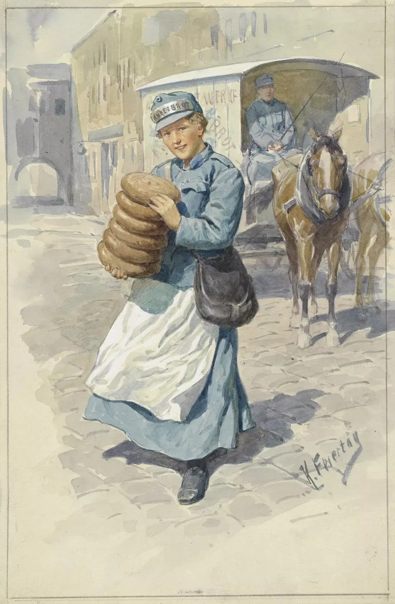 Brotverkauferin Der Ankerbrotwerke Zur Zeit Des Ersten Weltkriegs Wall Art by Karl Feiertag - High-Resolution Digital Print