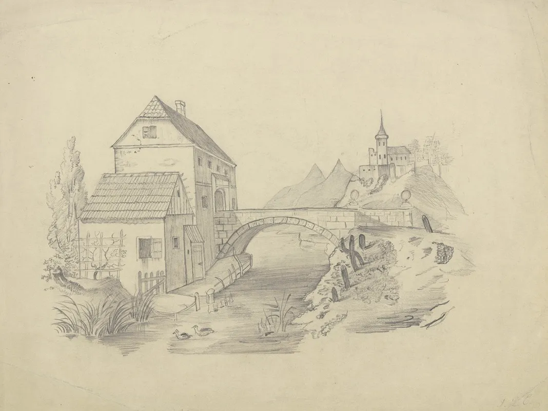 Bruckenhaus Vor Bergiger Landschaft