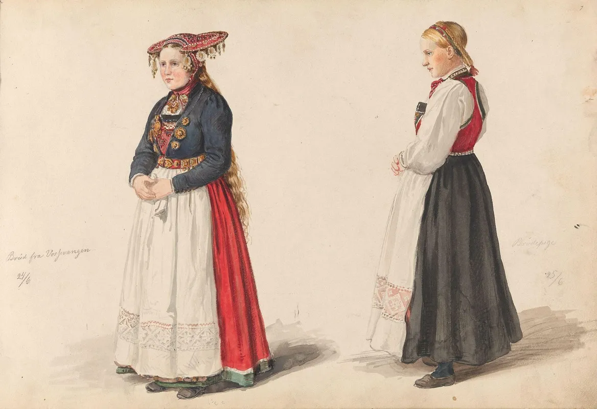 Brud Fra Vossevangen Brudepike Guro Lodve Wall Art by Adolph Tidemand - High-Resolution Digital Print