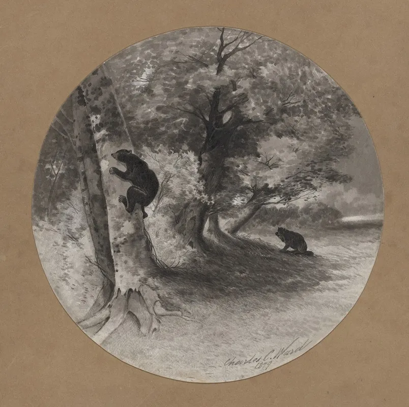 Bruin Beech Nutting Wall Art by Charles Caleb Ward - High-Resolution Digital Print