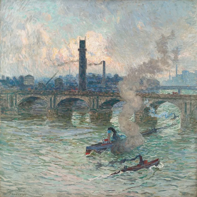 Brume Vapeur Et Fumee Sur La Tamise