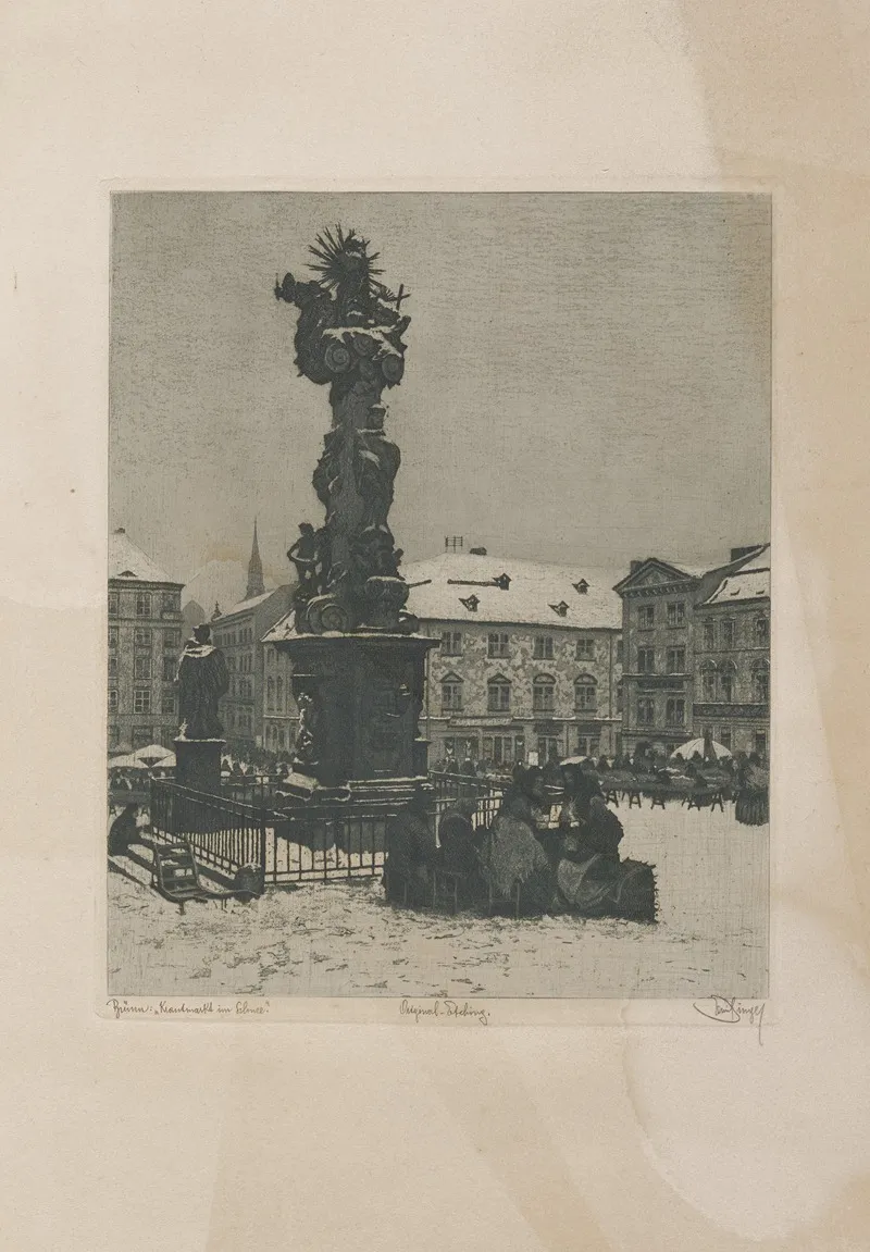 Brunn Krautmarkt Im Schnee Wall Art by Emil Singer - High-Resolution Digital Print