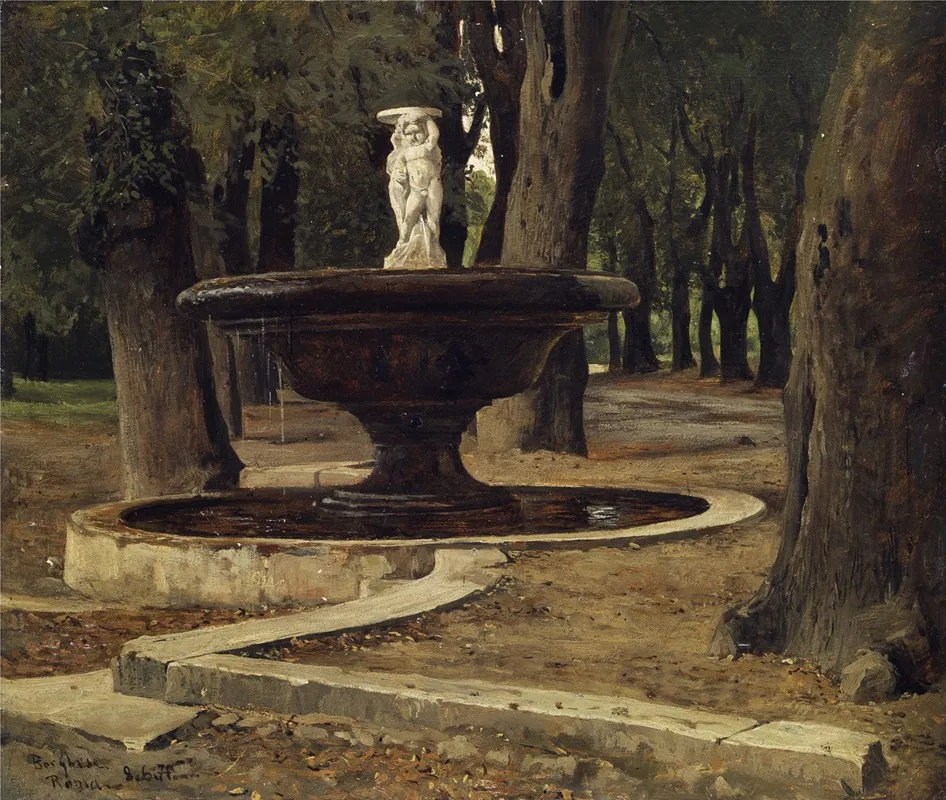 Brunnen Im Park Der Villa Borghese In Rom