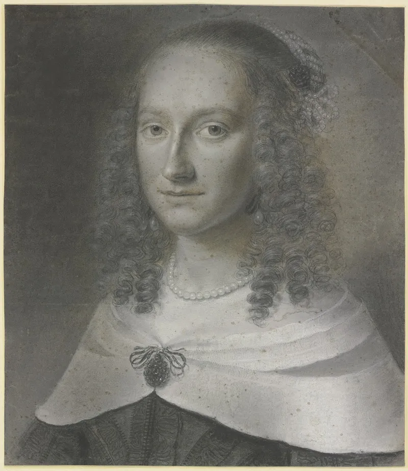 Brustbild Einer Dame Mit Langen Locken Und Weisem Umschlagetuch Gehalten Von Einer Agraffe Wall Art by Wallerant Vaillant - High-Resolution Digital Print
