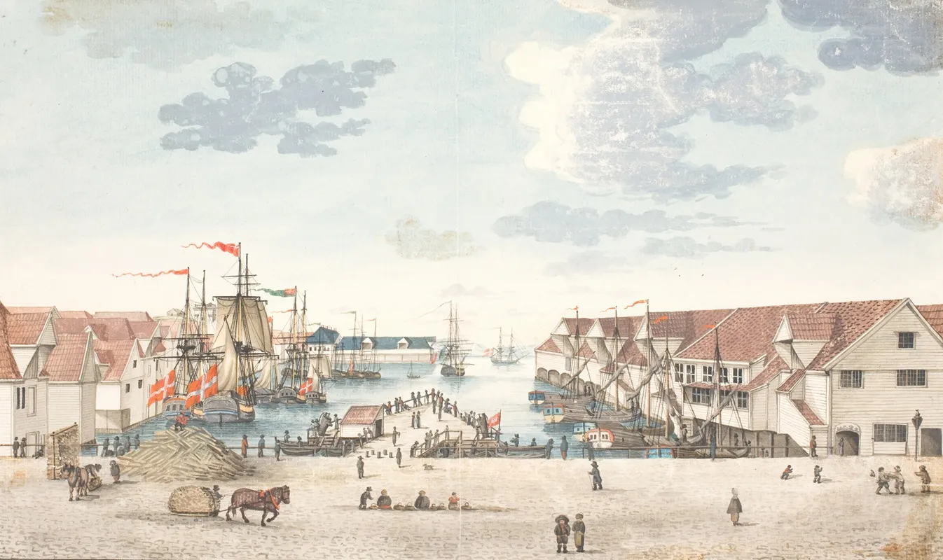 Brygge I Bergen Wall Art by Johan Christian Dahl - High-Resolution Digital Print