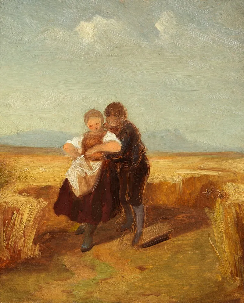 Bub Und Madchen Im Kornfeld 2 Wall Art by Carl Spitzweg - High-Resolution Digital Print