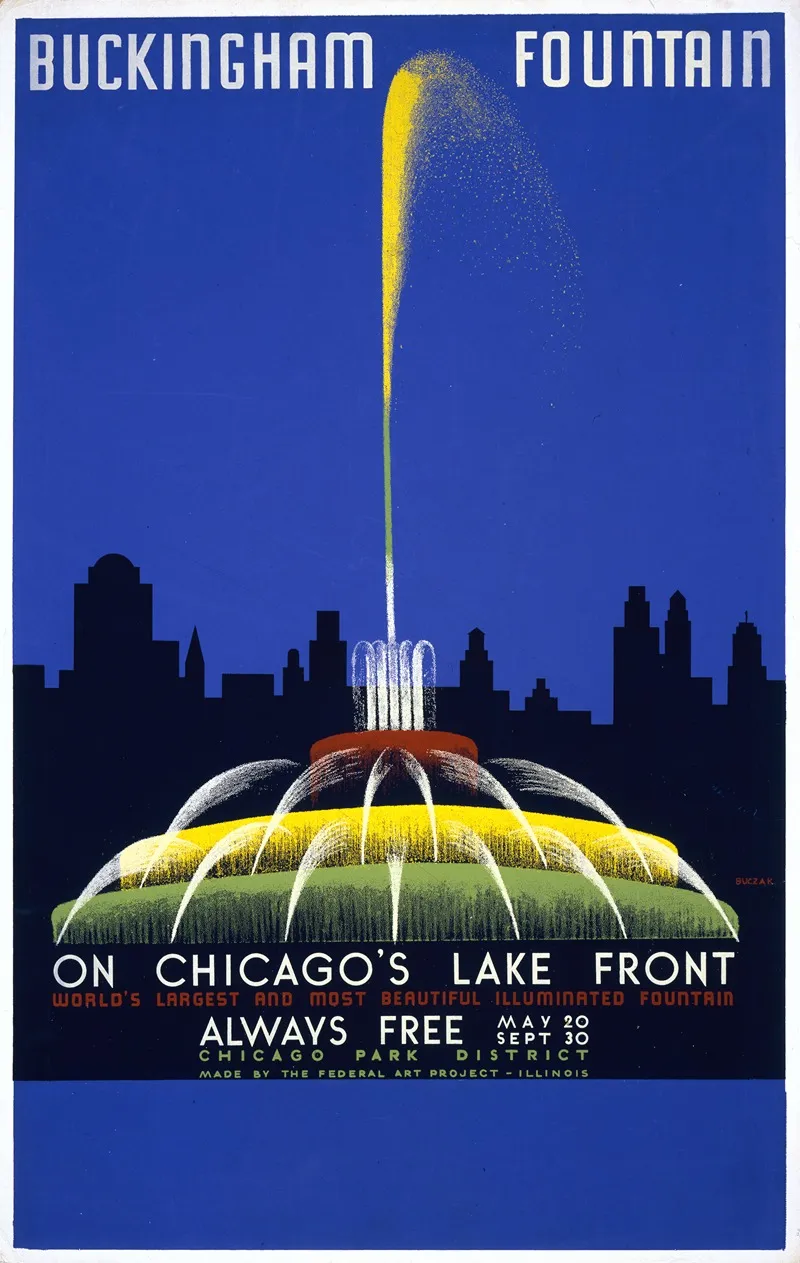 Buckingham Fountain On Chicagos Lake Front Wall Art by John Buczak - High-Resolution Digital Print