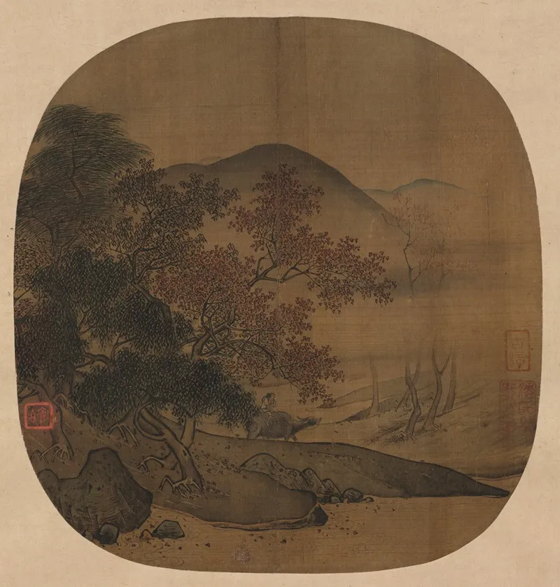 Buffalo And Boy In Autumnal Landscape Wall Art by Yan Ciping - High-Resolution Digital Print