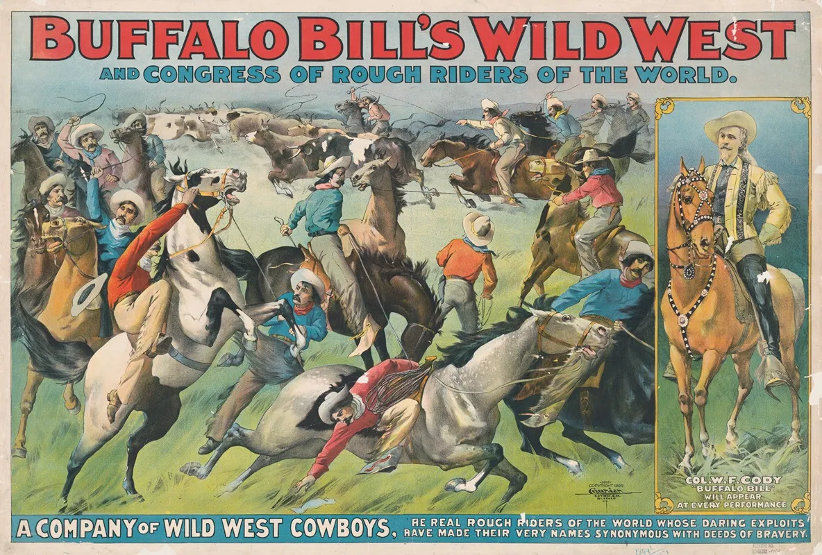 Buffalo Bills Wild West And Congress Of Rough Riders Of The World 2 Wall Art by Courier Litho. Co. - High-Resolution Digital Print