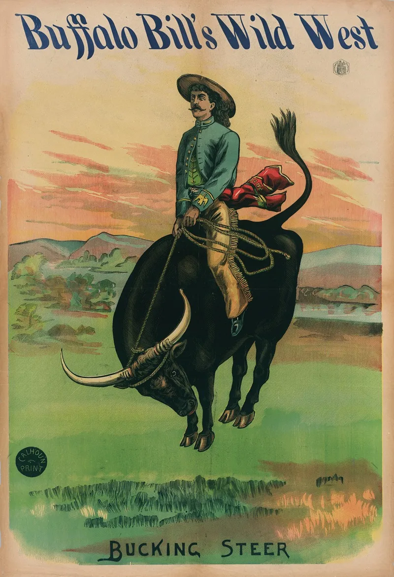 Buffalo Bills Wild West Bucking Steer Wall Art by Calhoun Printing Co - High-Resolution Digital Print