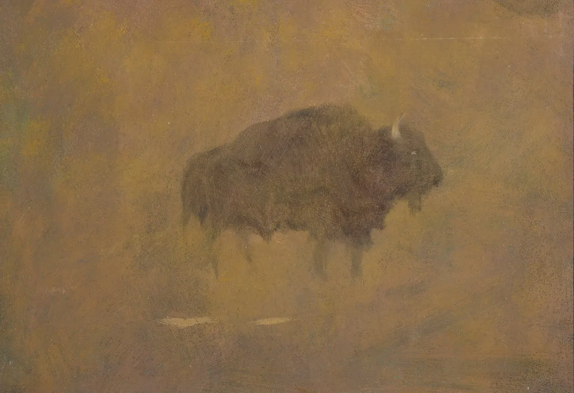 Buffalo In A Sandstorm Wall Art by Albert Bierstadt - High-Resolution Digital Print