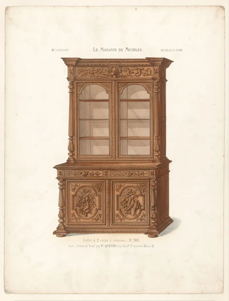 Buffet A 2 Corps A Colonnes Wall Art by Victor Léon Michel Quétin - High-Resolution Digital Print