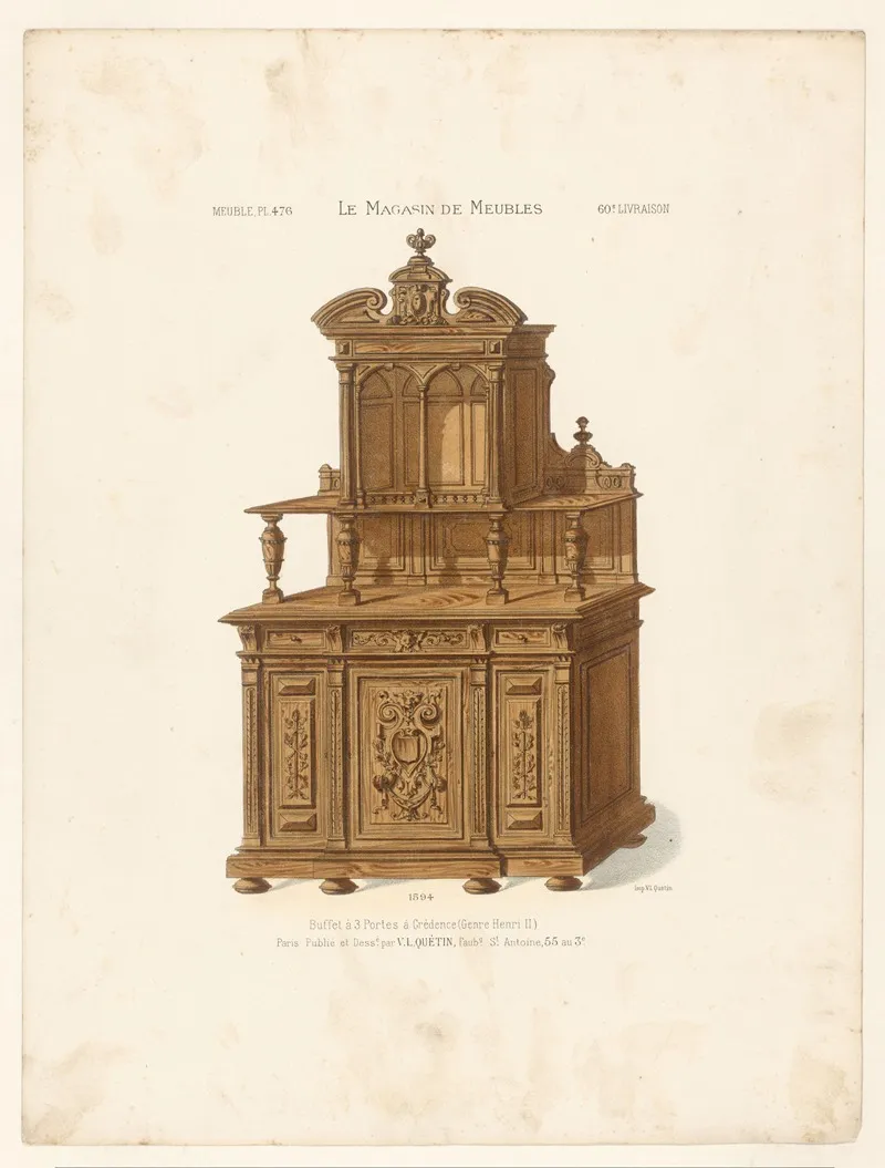 Buffet A 3 Portes A Credence Genre Henri Ii Wall Art by Victor Léon Michel Quétin - High-Resolution Digital Print