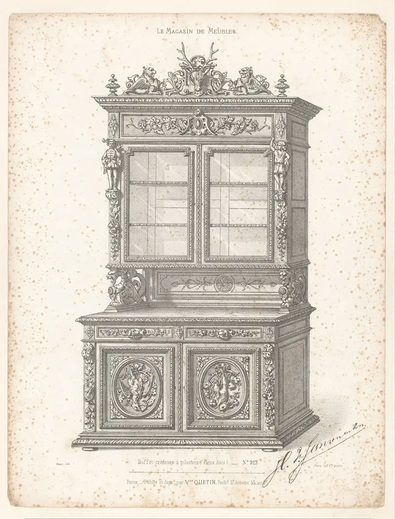 Buffet Credence A Pilastres Vieux Bois Wall Art by Victor Léon Michel Quétin - High-Resolution Digital Print