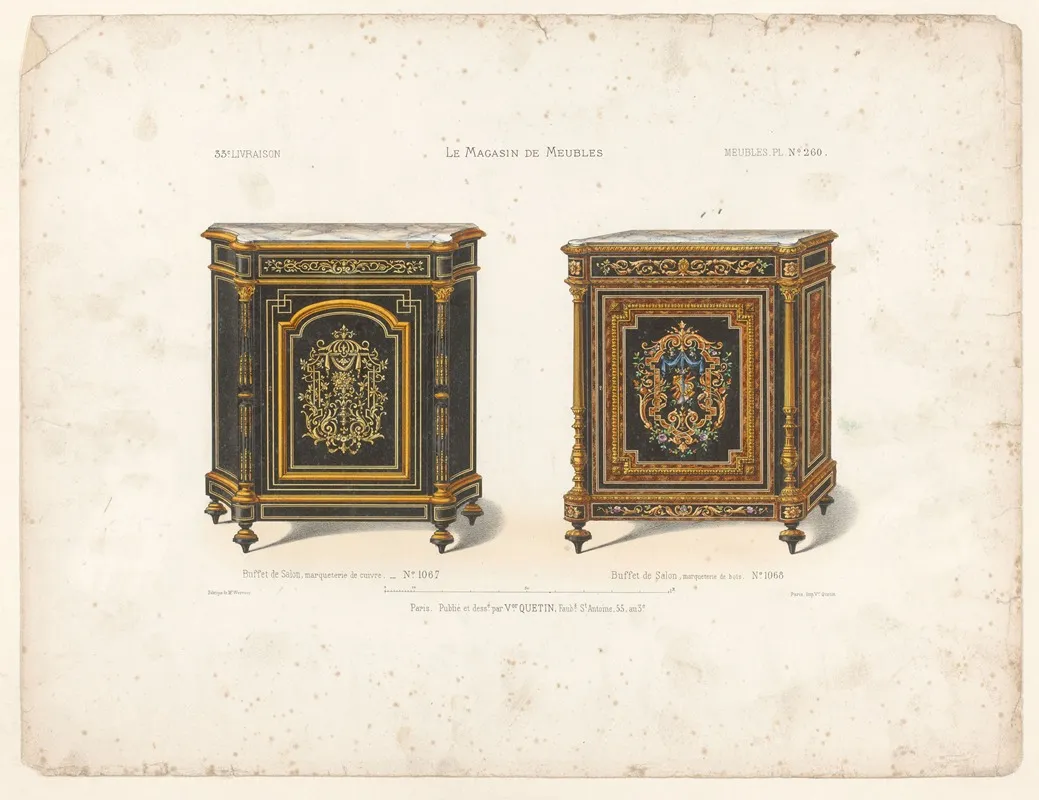 Buffet De Salon Marqueterie De Cuivre Buffet De Salon Marqueterie De Bois 2 Wall Art by Victor Léon Michel Quétin - High-Resolution Digital Print