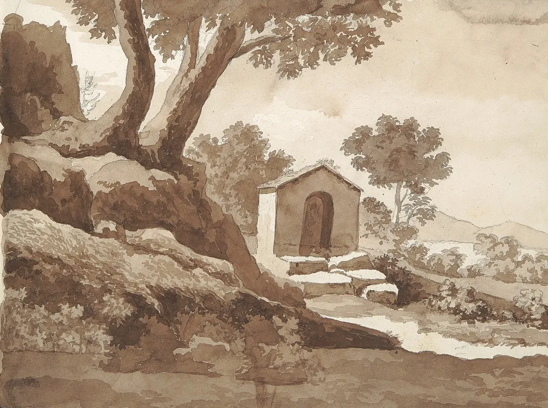 Building In A Rural Setting Wall Art by William Brockedon - High-Resolution Digital Print