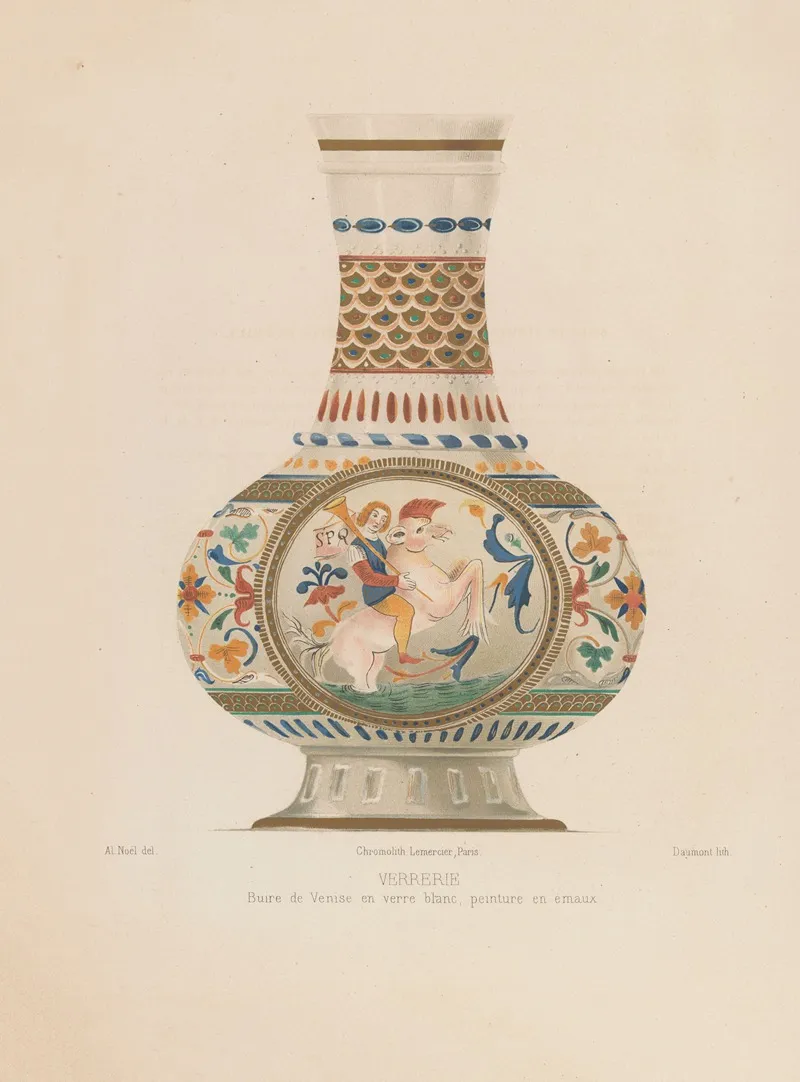 Buire De Venise En Verre Blanc Peinture En Emaux Wall Art by Joseph Rose Lemercier - High-Resolution Digital Print