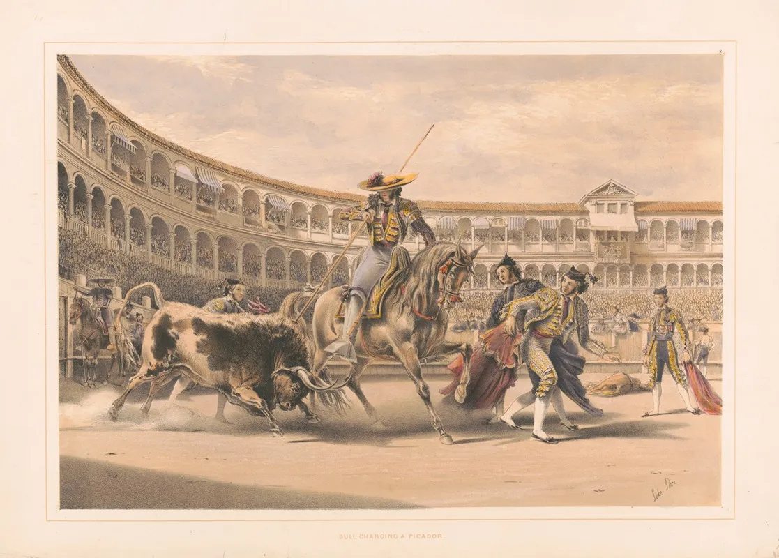 Bull Charging A Picador Wall Art by William Henry Lake Price - High-Resolution Digital Print
