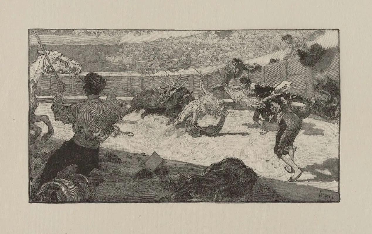 Bull Fight 4 Wall Art by Frederick Florian - High-Resolution Digital Print