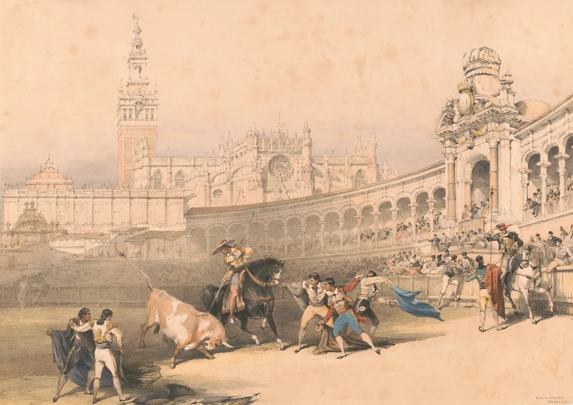 Bull Fight Seville Wall Art by William Henry Lake Price - High-Resolution Digital Print